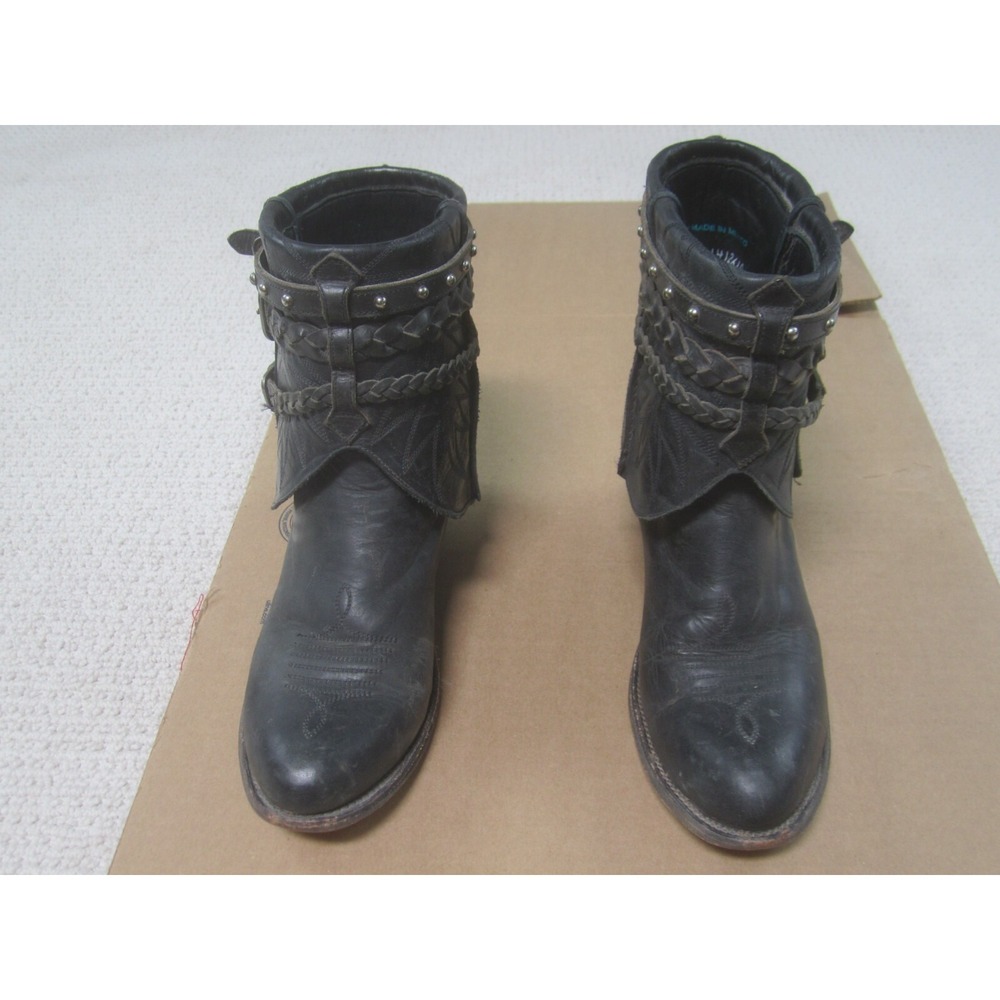 RARE Lane Womens Boots Mesa Booties Western Sz 7.5 Black Leather Ankle Cowgirl